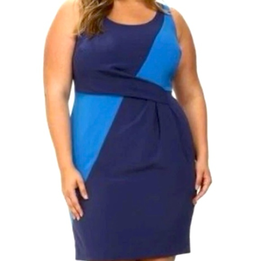 MYNT 1792 Navy Blue Colorblock Sheath Dress‎ Women’s Size 22